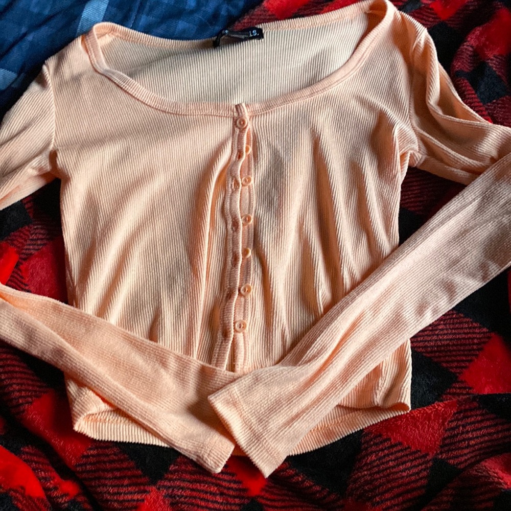 Pink long sleeve button up sws essentials brand size small